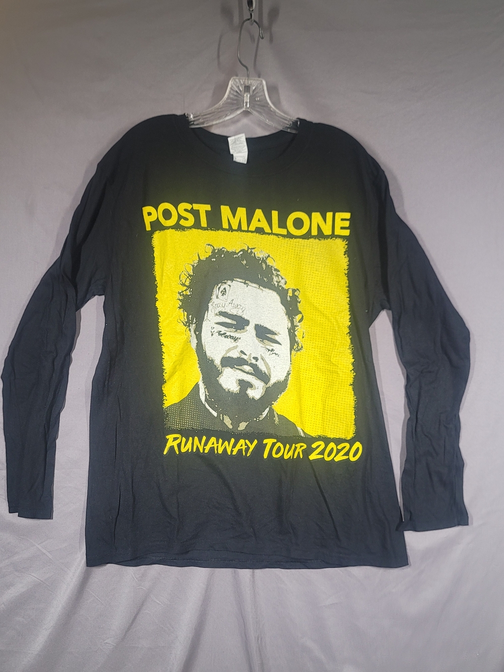 Post Malone Runaway Tour 2020 Long Sleeve Concert T-Shirt Men's Large Black Band